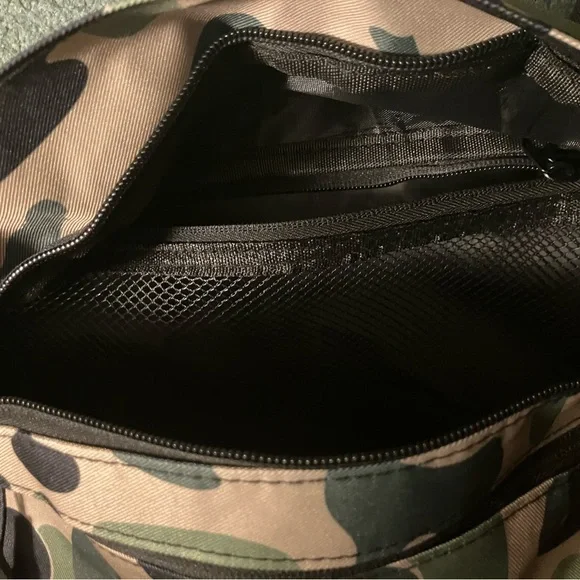 Bape Green and Black Belt Bag with Camouflage Design